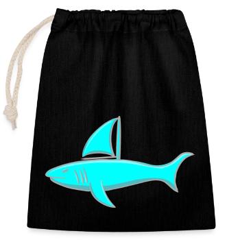 Sailor Shark - Sailing Shark - Closable cotton gift bag (25x30cm) - black - Front