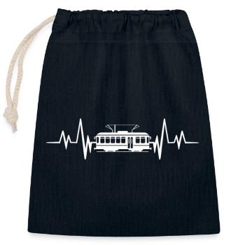 Heartbeat of the tram - Closable cotton gift bag (25x30cm) - navy - Front