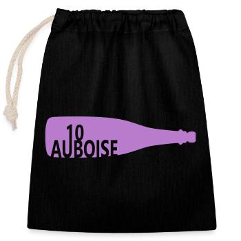 Bottle of sparkling wine dawn - Closable cotton gift bag (25x30cm) - black - Front
