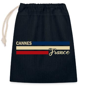 France - Cannes - Frankreich - Flagge - Streifen - Verschließbarer Geschenkbeutel aus Baumwolle (25x30cm) - Navy - Vorne