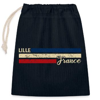 France - Lille - Frankreich - Flagge - Streifen - Verschließbarer Geschenkbeutel aus Baumwolle (25x30cm) - Navy - Vorne