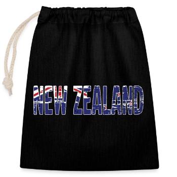 Logo de la Nouvelle-Zélande Drapeau symbole de la Nouvelle-Zélande - Sac cadeau en coton avec cordon (25 x 30 cm) - noir - Devant