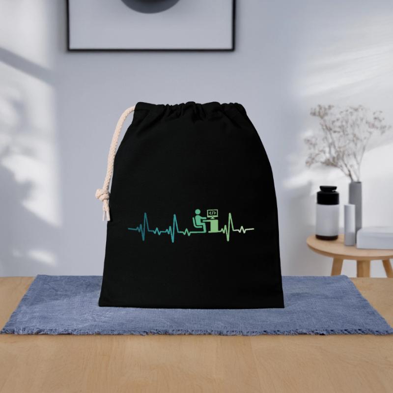 Heartbeat Programmer Developer Closable cotton gift bag (25x30cm)