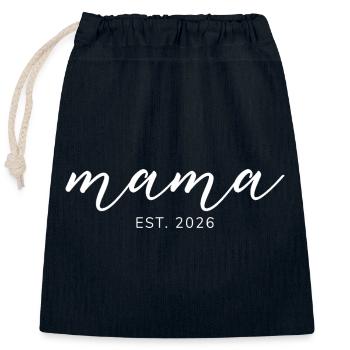 Mama Est. 2026 Mother To Be Pregnancy Announcement - Closable cotton gift bag (25x30cm) - navy - Front
