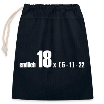 endlich 18 oder doch 50? - Verschließbarer Geschenkbeutel aus Baumwolle (25x30cm) - Navy - Vorne