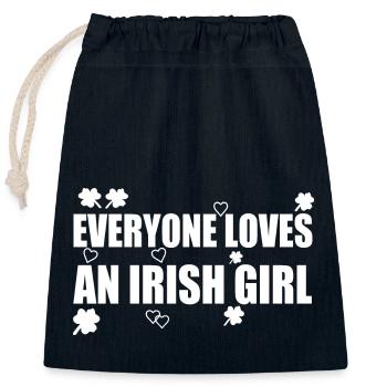 Everyone loves an irish girl - Verschließbarer Geschenkbeutel aus Baumwolle (25x30cm) - Navy - Vorne