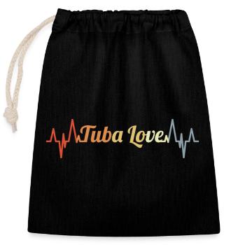 Tuba Love Heart Line ECG - Closable cotton gift bag (25x30cm) - black - Front