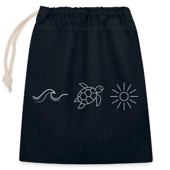 Turtle Solidarity Ecology Nature - Closable cotton gift bag (25x30cm) - navy - Front