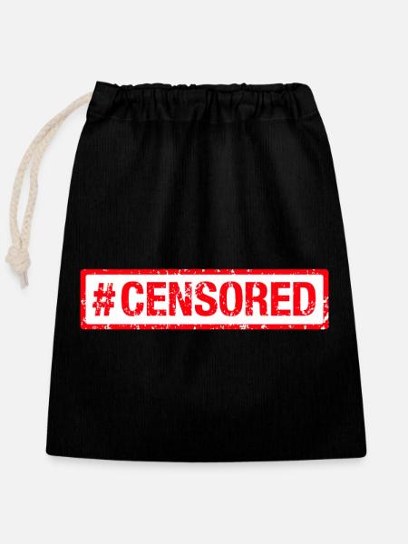 Censored Zensiert - Verschließbarer Geschenkbeutel aus Baumwolle (25x30cm) - Schwarz