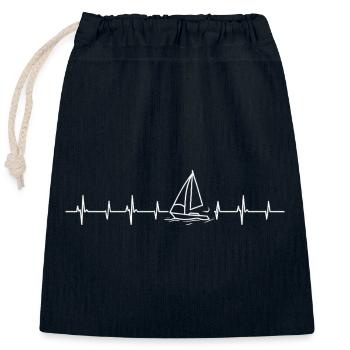Voilier Heartbeat - Sac cadeau en coton avec cordon (25 x 30 cm) - bleu marine - Devant