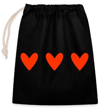 HEART. MAMMA. MOTHER'S DAY. PARTY. HAPPY BIRTHDAY - Closable cotton gift bag (25x30cm) - black - Front