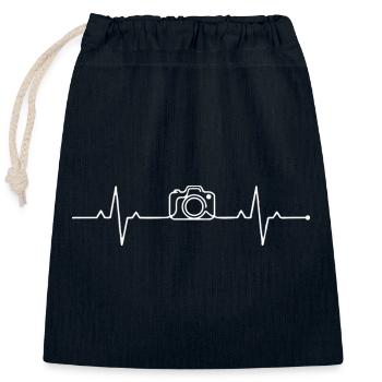Appareil Photo Battement Coeur Heartbeat Camera - Sac cadeau en coton avec cordon (25 x 30 cm) - bleu marine - Devant