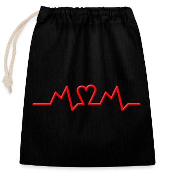 Heart Beat MOM V.2 Gift - Closable cotton gift bag (25x30cm) - black - Front