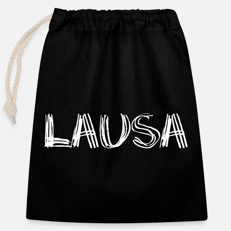 Lausa - Lauser - frech, Austrian dialect - Closable cotton gift bag (25x30cm) - black