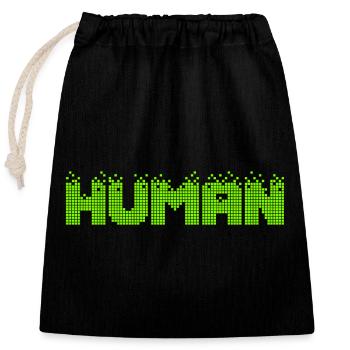 HUMAIN Neon Pixel Glitch - Sac cadeau en coton avec cordon (25 x 30 cm) - noir - Devant