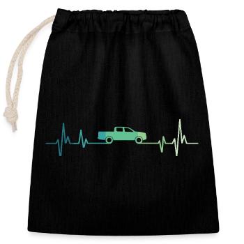 Pick-up Herzschlag-Geländewagen - Verschließbarer Geschenkbeutel aus Baumwolle (25x30cm) - Schwarz - Vorne