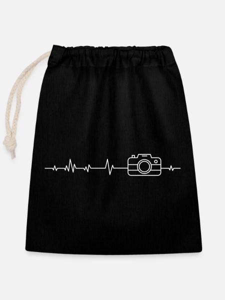 Photographe photographe photographier l’appareil photo - Sac cadeau en coton avec cordon (25 x 30 cm) - noir