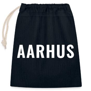 Aarhus Typographie scandinave minimale - Sac cadeau en coton avec cordon (25 x 30 cm) - bleu marine - Devant