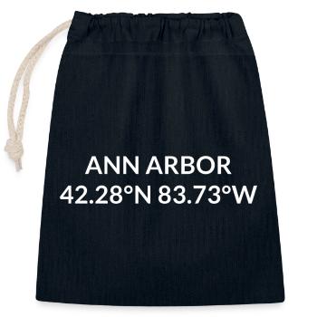 Coordonnées de Ann Arbor, Michigan, États-Unis - Sac cadeau en coton avec cordon (25 x 30 cm) - bleu marine - Devant