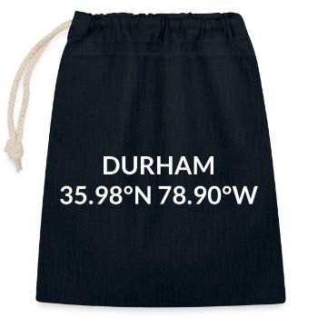 Durham, Caroline du Nord, États-Unis Coordonnées - Sac cadeau en coton avec cordon (25 x 30 cm) - bleu marine - Devant
