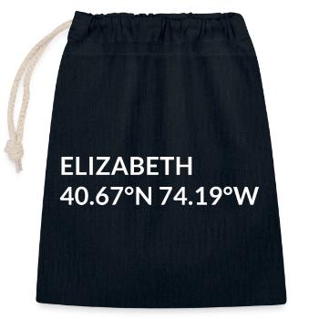 Elizabeth, New Jersey, États-Unis Coordonnées - Sac cadeau en coton avec cordon (25 x 30 cm) - bleu marine - Devant