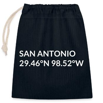 San Antonio, Texas, United States Coordinates - Closable cotton gift bag (25x30cm) - navy - Front
