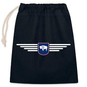 T-shirt de fan du Wyoming – Wild & Free - Sac cadeau en coton avec cordon (25 x 30 cm) - bleu marine - Devant