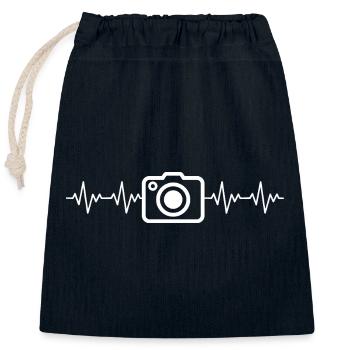 Kamera Fotokamera Foto Fotograf EKG Herzschlag - Verschließbarer Geschenkbeutel aus Baumwolle (25x30cm) - Navy - Vorne