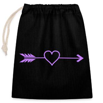 Flèche Cœur en Violet - Sac cadeau en coton avec cordon (25 x 30 cm) - noir - Devant