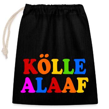 Kölle alaaf - Verschließbarer Geschenkbeutel aus Baumwolle (25x30cm) - Schwarz - Vorne