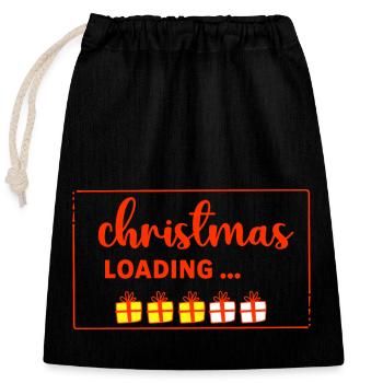 christmas loading - Weihnachtspulli 2.0 - Verschließbarer Geschenkbeutel aus Baumwolle (25x30cm) - Schwarz - Vorne