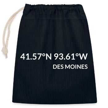 Des Moines, Iowa, USA Coordinates - Closable cotton gift bag (25x30cm) - navy - Front