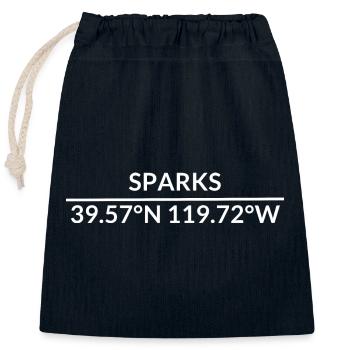 Sparks, Nevada, USA Coordinates - Closable cotton gift bag (25x30cm) - navy - Front