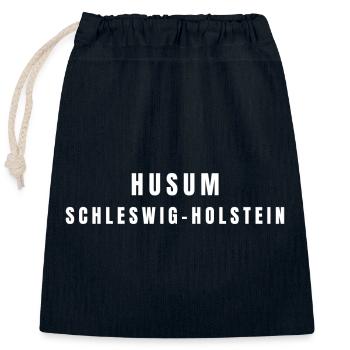 Husum Schleswig-Holstein - Closable cotton gift bag (25x30cm) - navy - Front