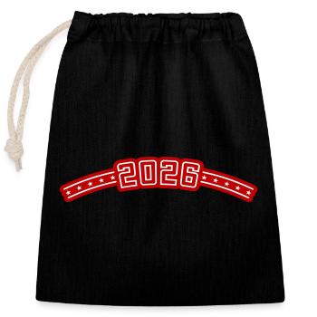 2026 Outline - Closable cotton gift bag (25x30cm) - black - Front