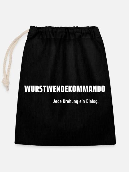 Wurstwendekommando. Jede Drehung ein Dialog. - Verschließbarer Geschenkbeutel aus Baumwolle (25x30cm) - Schwarz