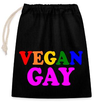Vegan gay - Closable cotton gift bag (25x30cm) - black - Front