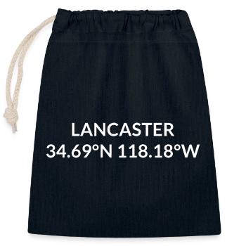 Lancaster California USA Coordinates - Closable cotton gift bag (25x30cm) - navy - Front