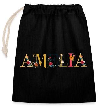 Amelia - Sac cadeau en coton avec cordon (25 x 30 cm) - noir - Devant
