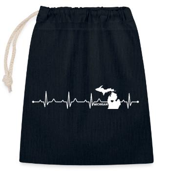 Michigan State Heartbeat EKG USA Pride Mitten Art - Sac cadeau en coton avec cordon (25 x 30 cm) - bleu marine - Devant