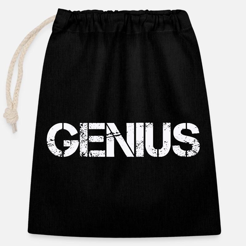 Genius - Closable cotton gift bag (25x30cm) - black