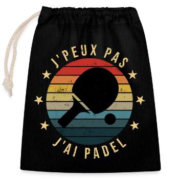 J'Peux Pas J'ai Padel Padel Raquette Padeliste - Sac cadeau en coton avec cordon (25 x 30 cm) - noir - Devant