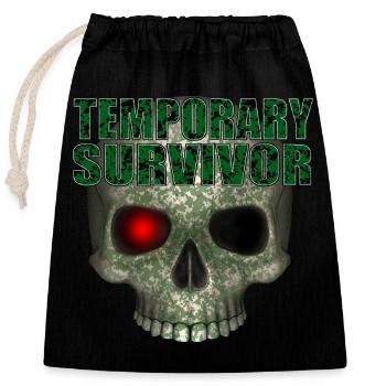 Temporary Survivor Skull R6Z - Closable cotton gift bag (25x30cm) - black - Front