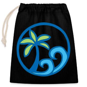 Vagues et palmier - Sac cadeau en coton avec cordon (25 x 30 cm) - noir - Devant