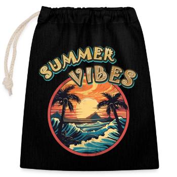 Sommer-Vibes - Verschließbarer Geschenkbeutel aus Baumwolle (25x30cm) - Schwarz - Vorne