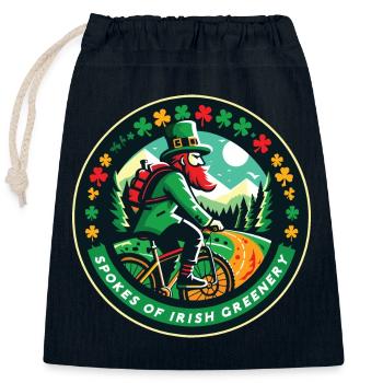 Badge cycliste irlandais de la Saint-Patrick - Sac cadeau en coton avec cordon (25 x 30 cm) - bleu marine - Devant