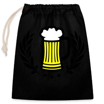 Beer Symbol Booze - Closable cotton gift bag (25x30cm) - black - Front