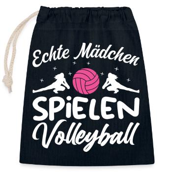 Echte Mädchen Spielen Volleyball - Verschließbarer Geschenkbeutel aus Baumwolle (25x30cm) - Navy - Vorne
