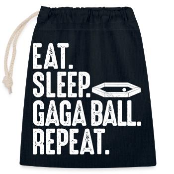 Manger. Dormir. Bal de Gaga. Répéter. Ballon chasseur Gagaball - Sac cadeau en coton avec cordon (25 x 30 cm) - bleu marine - Devant