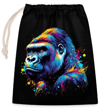 Gorilla - Closable cotton gift bag (25x30cm) - black - Front